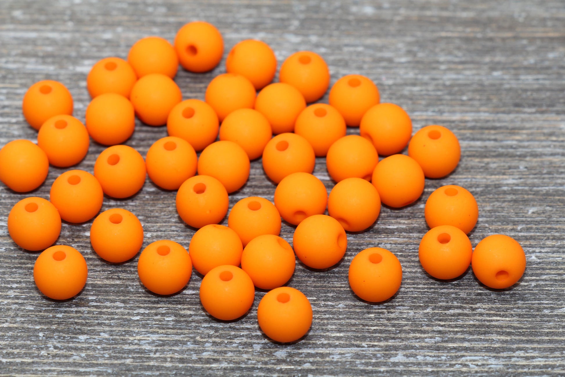 8mm Matte Orange Gumball Beads, Round Acrylic Loose Beads, Solid Bubblegum Beads, Chunky Beads, Round Plastic Beads #1003