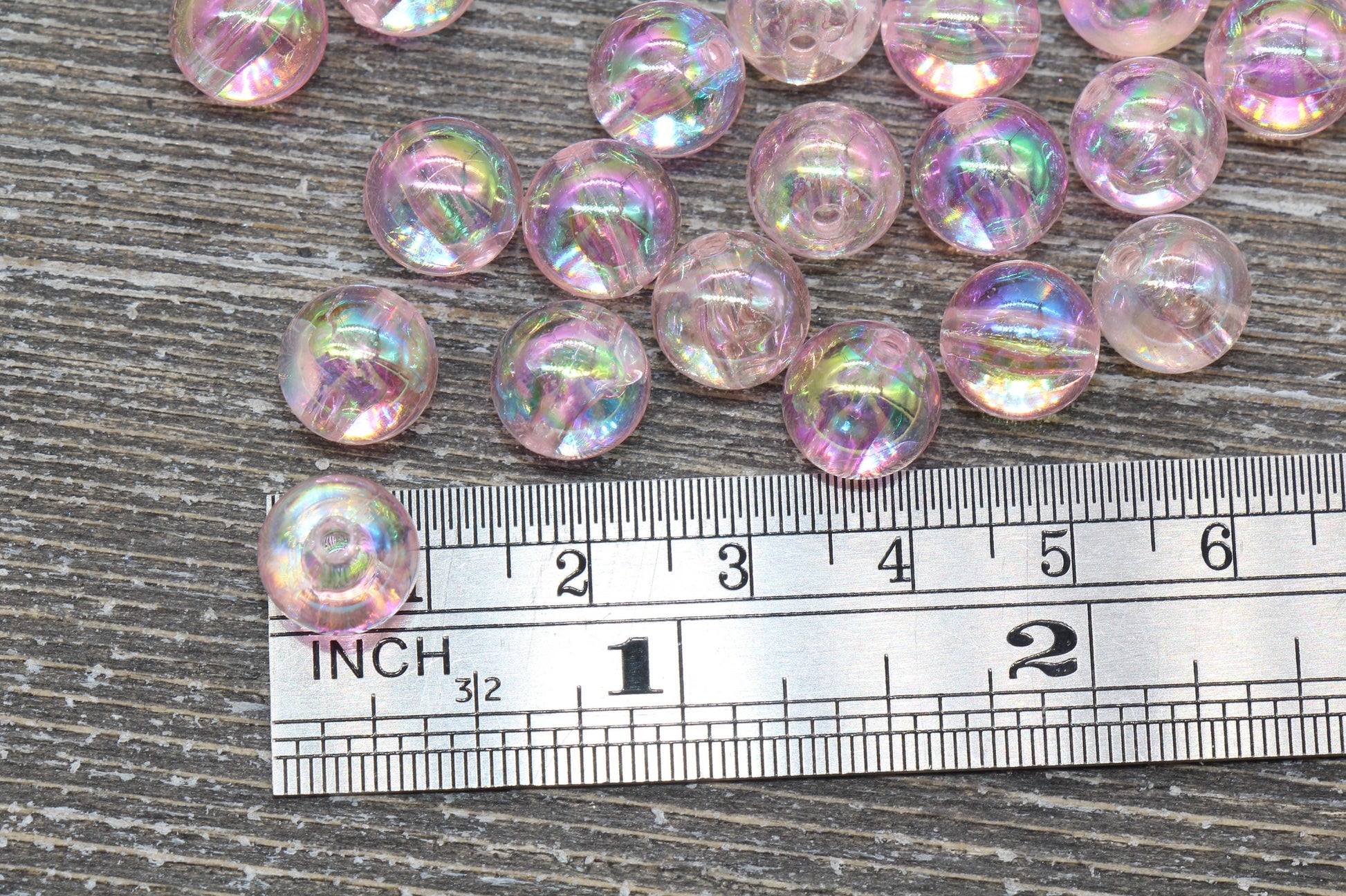 10mm Baby Pink AB Round Beads, Iridescent Acrylic Gumball Beads, Transparent Round Spacer Beads, Bubblegum Beads, Plastic Round Bead #942