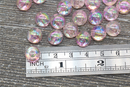 10mm Baby Pink AB Round Beads, Iridescent Acrylic Gumball Beads, Transparent Round Spacer Beads, Bubblegum Beads, Plastic Round Bead #942