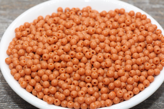 4mm Light Brown Round Beads, Acrylic Gumball Beads, Round Spacer Beads, Bubblegum Beads, Plastic Round Smooth Bead, Bracelet Beads #981