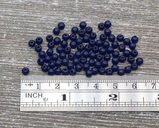 4mm Navy Blue Round Beads, Acrylic Gumball Beads, Round Spacer Beads, Bubblegum Beads, Plastic Round Smooth Bead #994