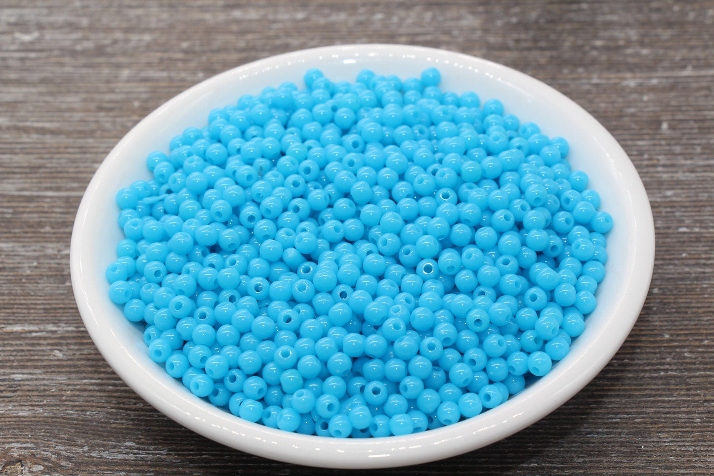 4mm Blue Round Beads, Acrylic Gumball Beads, Blue Round Spacer Beads, Bubblegum Beads, Plastic Round Smooth Bead #241