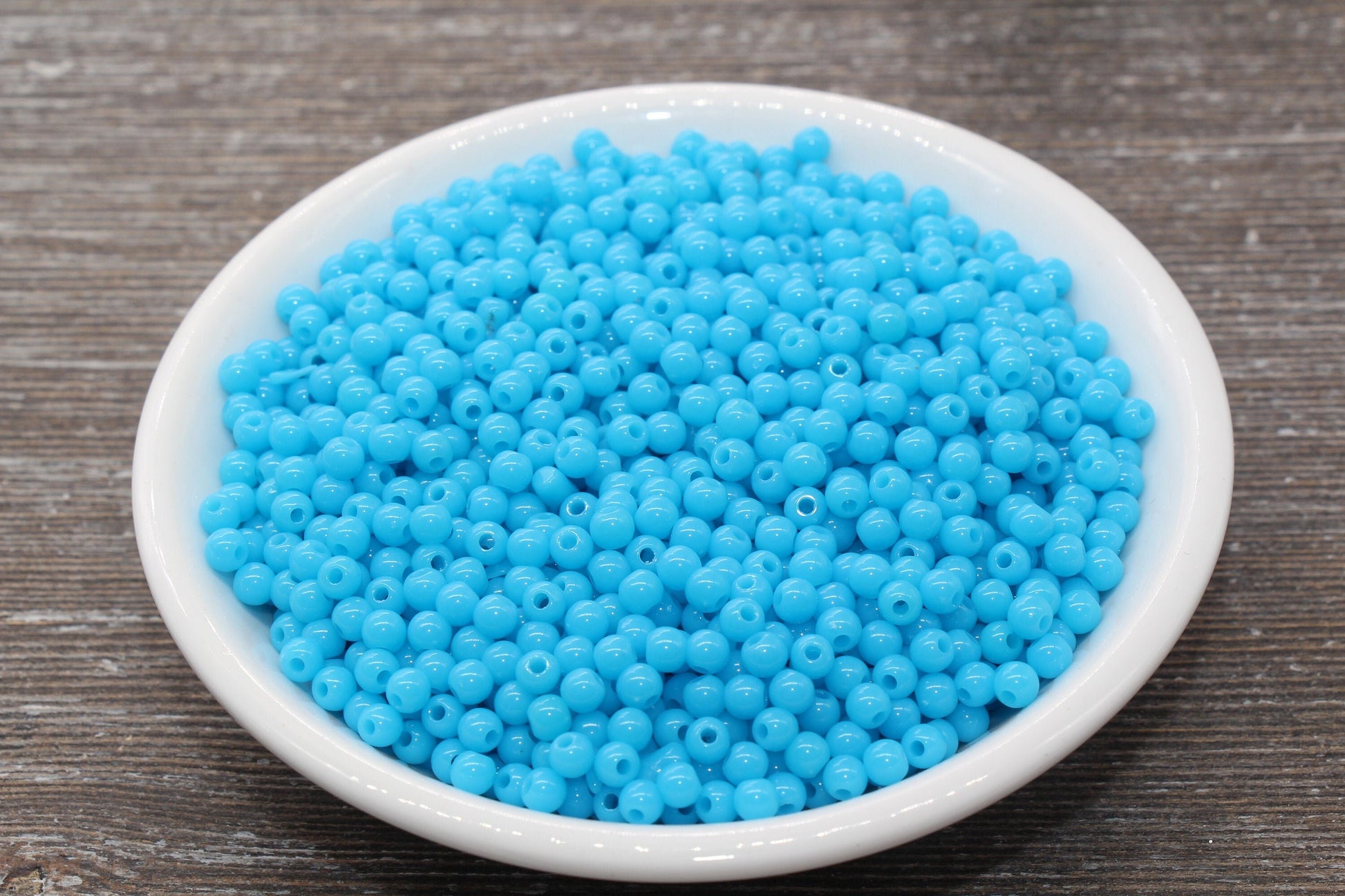 4mm Blue Round Beads, Acrylic Gumball Beads, Blue Round Spacer Beads, Bubblegum Beads, Plastic Round Smooth Bead #241