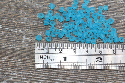 Matte Glass Seed Beads, 4mm 6/0 Glass Round Seed Beads, Matte Sky Blue Trans Seed Beads, Rocailles Beads, Beading Supplies #1024