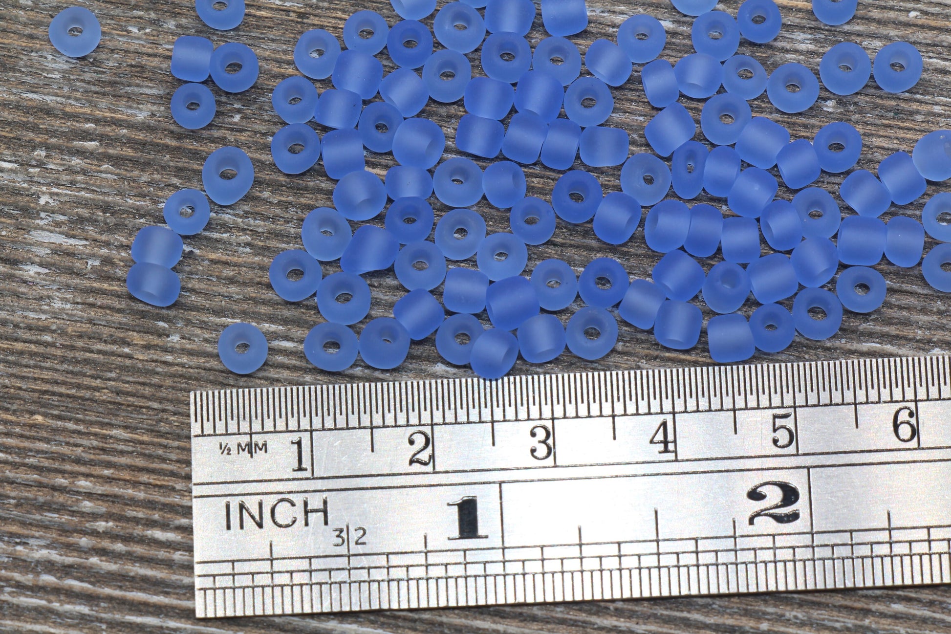 Matte Glass Seed Beads, 4mm 6/0 Glass Round Seed Beads, Matte Blue Trans Seed Beads, Rocailles Beads, Beading Supplies #1026