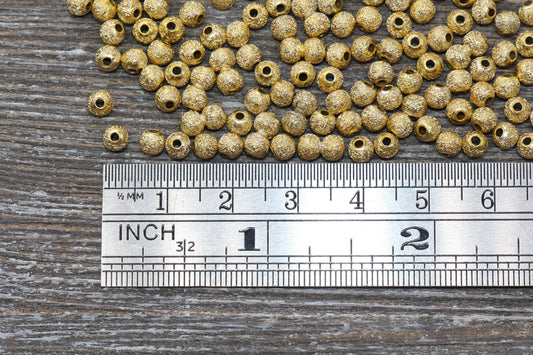 4mm Stardust Beads, Wrinkle Gumball Beads, Gold Round Acrylic Loose Beads, Bubblegum Beads, Chunky Beads, Bubble Gum Beads, #69