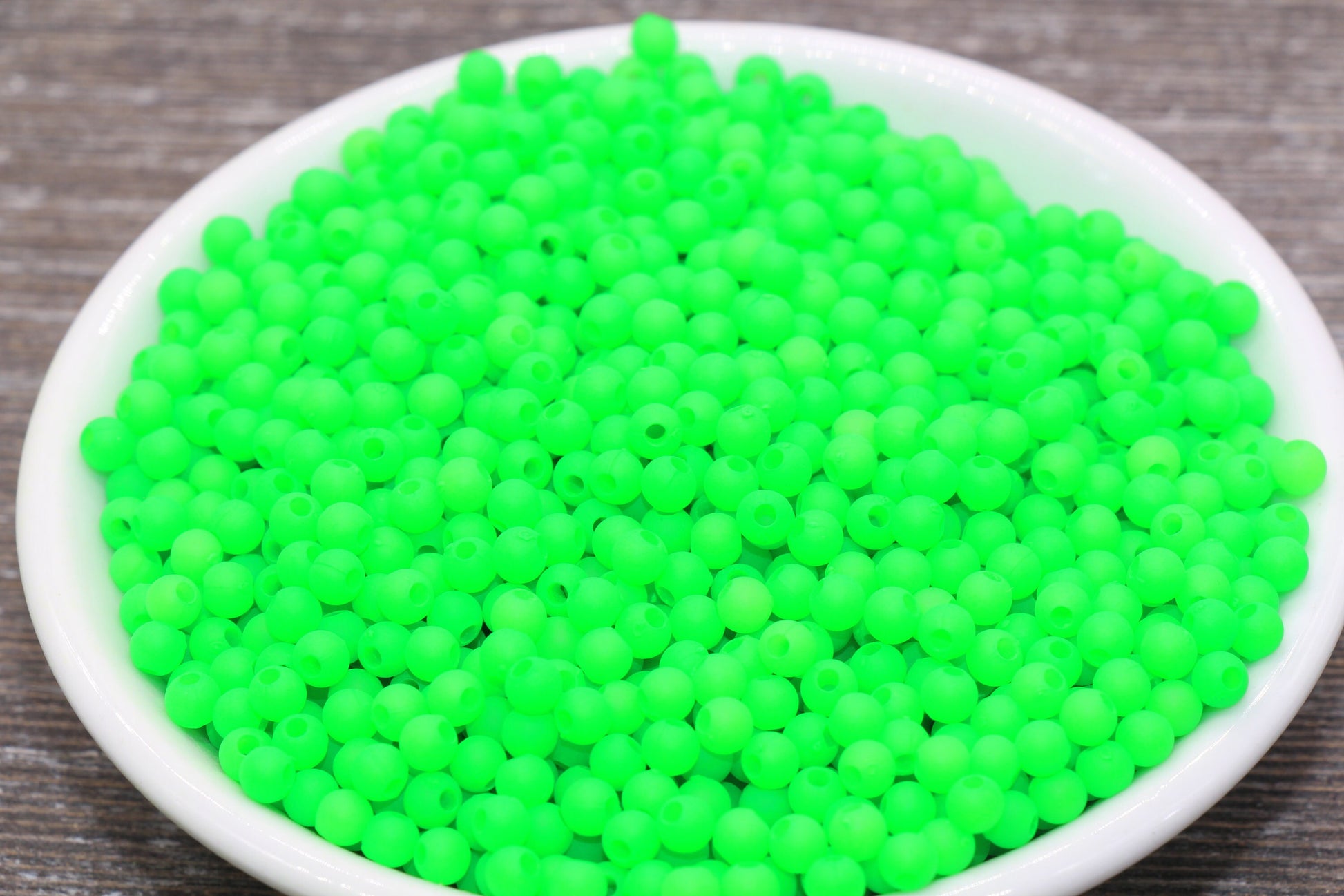 4mm Matte Green Round Beads, Acrylic Gumball Beads, Frosted Green Round Spacer Beads, Bubblegum Beads, Plastic Round Smooth Bead #1051