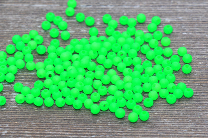 4mm Matte Green Round Beads, Acrylic Gumball Beads, Frosted Green Round Spacer Beads, Bubblegum Beads, Plastic Round Smooth Bead #1051