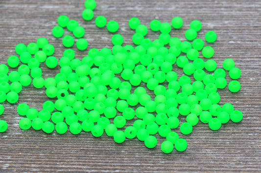 4mm Matte Green Round Beads, Acrylic Gumball Beads, Frosted Green Round Spacer Beads, Bubblegum Beads, Plastic Round Smooth Bead #1051