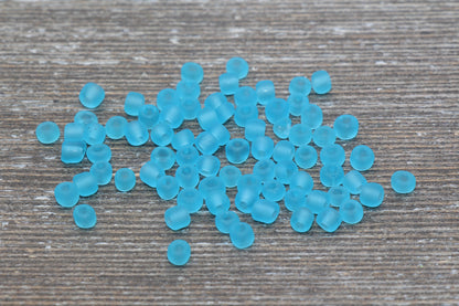 Matte Glass Seed Beads, 4mm 6/0 Glass Round Seed Beads, Matte Sky Blue Trans Seed Beads, Rocailles Beads, Beading Supplies #1024