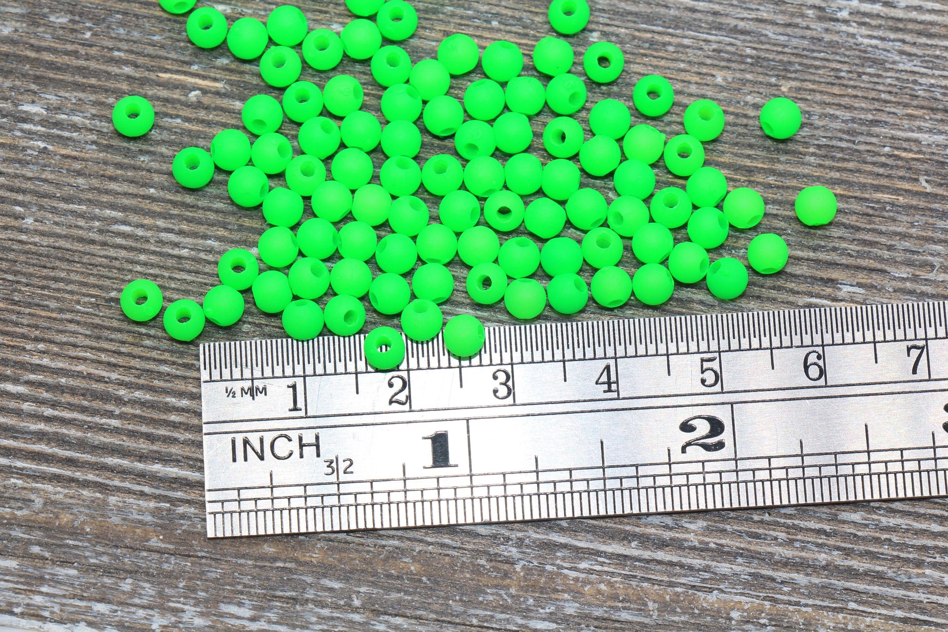 4mm Matte Green Round Beads, Acrylic Gumball Beads, Frosted Green Round Spacer Beads, Bubblegum Beads, Plastic Round Smooth Bead #1051