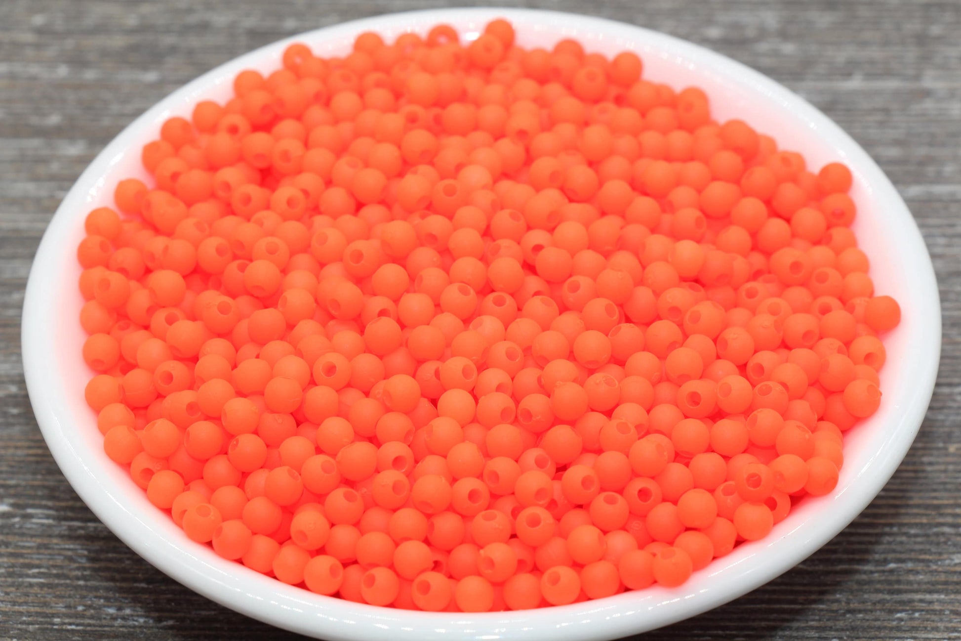 4mm Matte Orange Round Beads, Acrylic Gumball Beads, Frosted Orange Round Spacer Beads, Bubblegum Beads, Plastic Round Smooth Bead #766