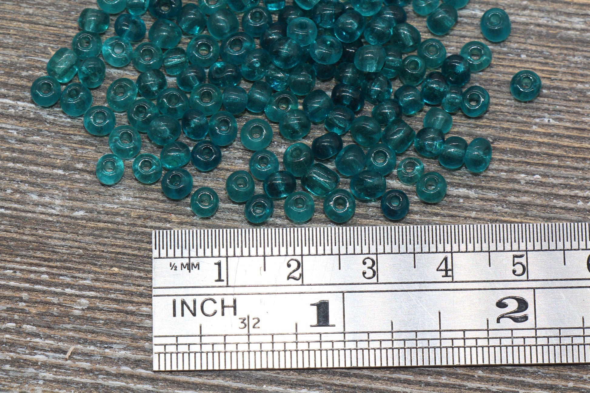 Transparent Glass Seed Beads, 4mm 6/0 Glass Round Seed Beads, Teal Trans Seed Beads, Rocailles Beads, Beading Supplies #1105