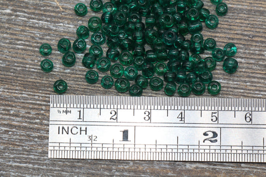 Transparent Glass Seed Beads, 4mm 6/0 Glass Round Seed Beads, Green Trans Seed Beads, Rocailles Beads, Beading Supplies #1106