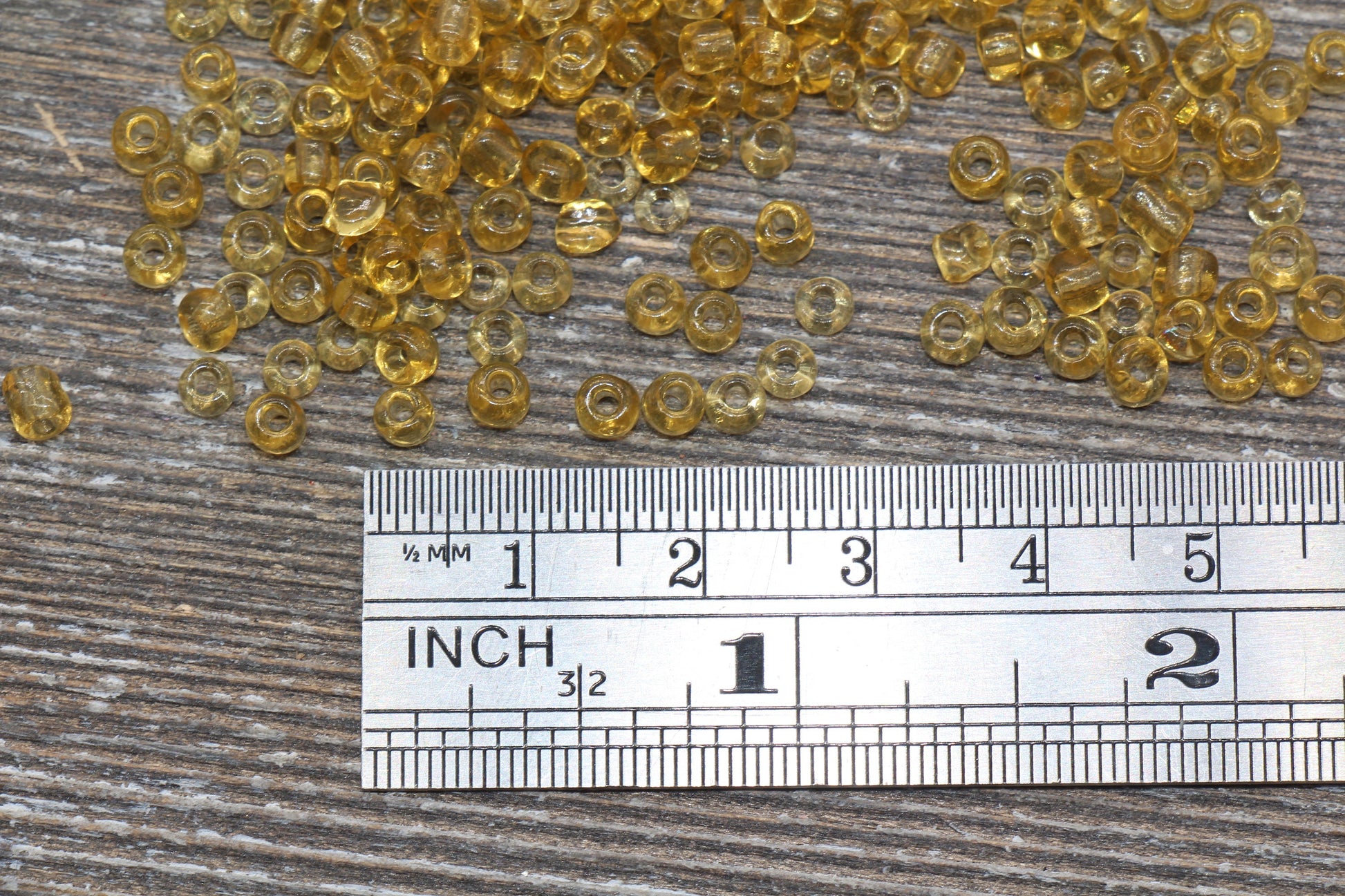 Transparent Glass Seed Beads, 4mm 6/0 Glass Round Seed Beads, Gold Trans Seed Beads, Rocailles Beads, Beading Supplies #1108