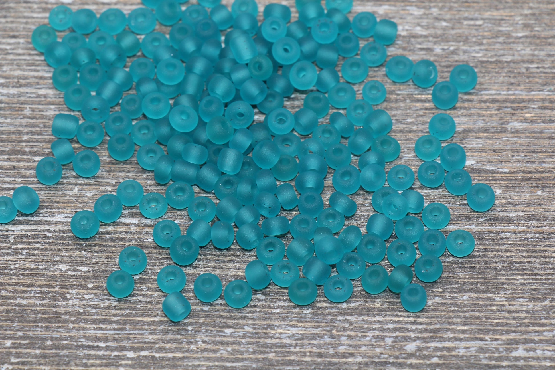 Matte Glass Seed Beads, 4mm 6/0 Glass Round Seed Beads, Matte Teal Trans Seed Beads, Rocailles Beads, Beading Supplies #2249