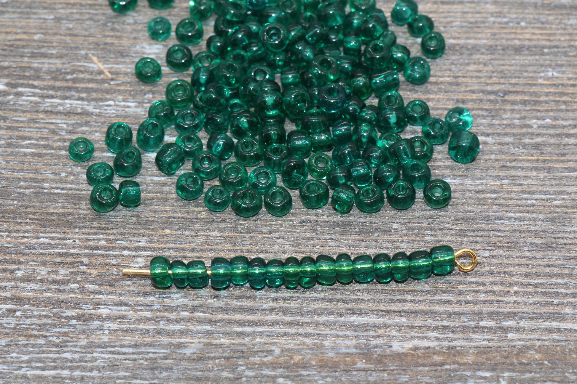 Transparent Glass Seed Beads, 4mm 6/0 Glass Round Seed Beads, Green Trans Seed Beads, Rocailles Beads, Beading Supplies #1106
