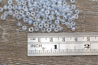 Glossy Transparent Glass Seed Beads, 4mm 6/0 Glass Round Seed Beads, Baby Blue Trans Seed Beads, Rocailles Beads, Beading Supplies #1124