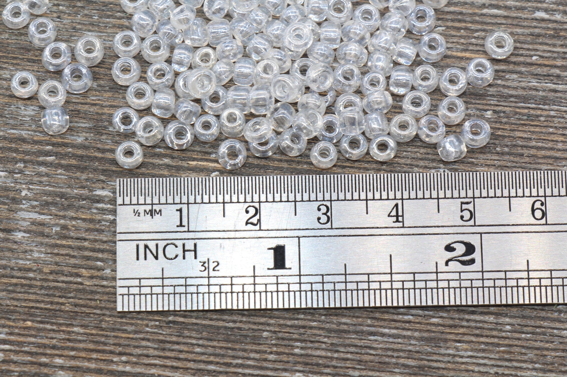 Glossy Transparent Glass Seed Beads, 4mm 6/0 Glass Round Seed Beads, Clear Trans Seed Beads, Rocailles Beads, Beading Supplies #1127