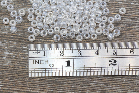 Glossy Transparent Glass Seed Beads, 4mm 6/0 Glass Round Seed Beads, Clear Trans Seed Beads, Rocailles Beads, Beading Supplies #1127