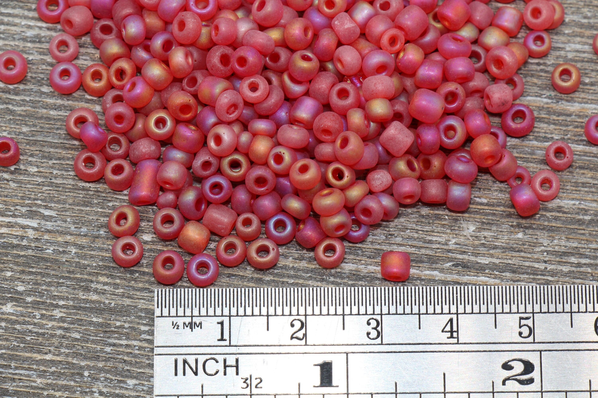 Matte Iridescent Glass Seed Beads, 4mm 6/0 Glass Round Seed Beads, Matte Red AB Seed Beads, Rocailles Beads, Beading Supplies #1176
