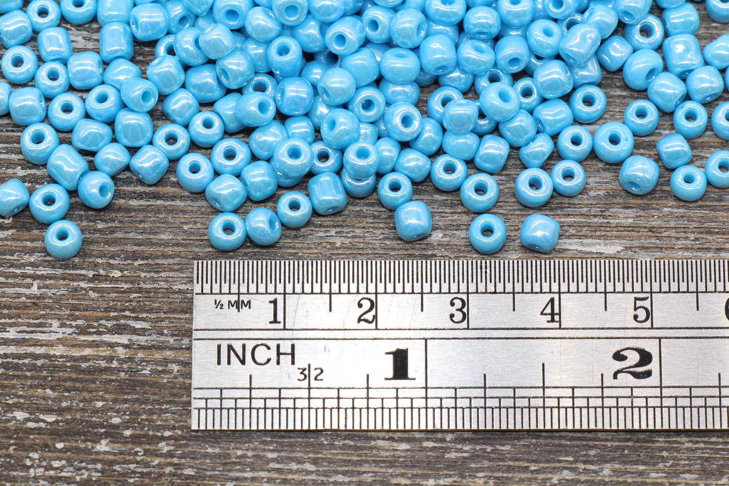 Glossy Glass Seed Beads, 4mm 6/0 Glass Round Seed Beads, Blue Opaque Seed Beads, Rocailles Beads, Beading Supplies #1182