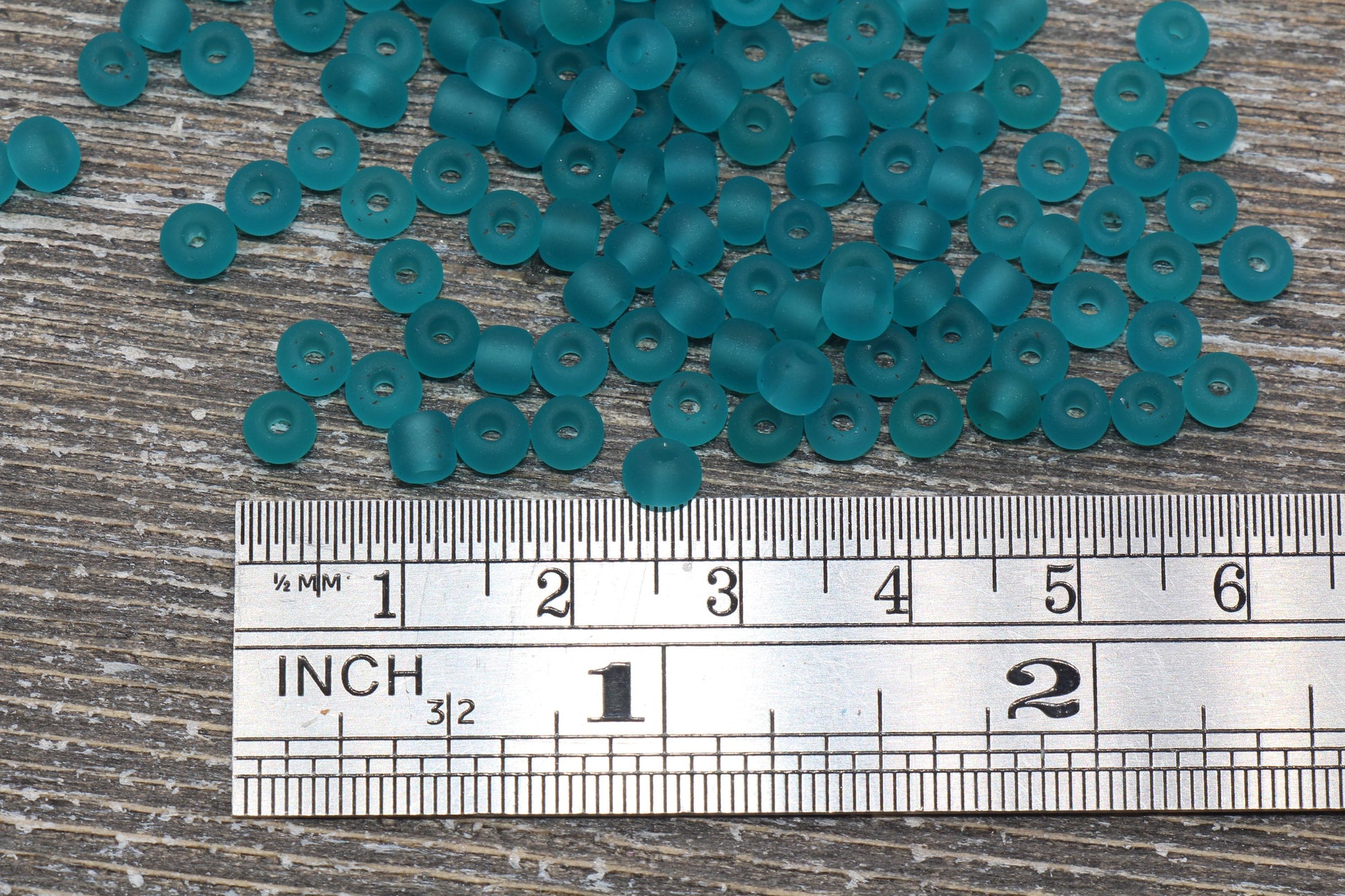 Matte Glass Seed Beads, 4mm 6/0 Glass Round Seed Beads, Matte Teal Trans Seed Beads, Rocailles Beads, Beading Supplies #2249