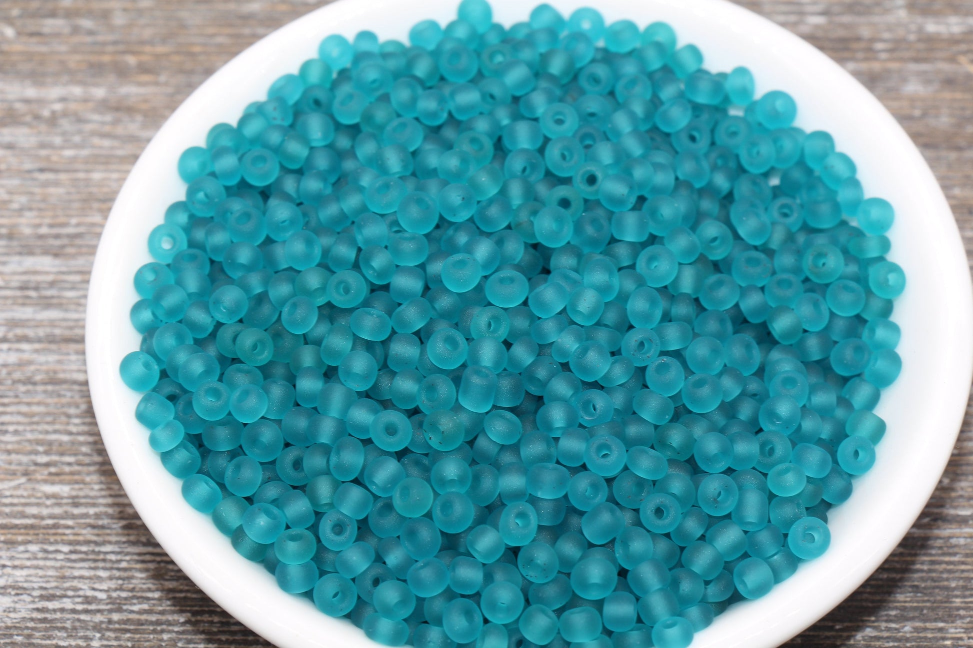 Matte Glass Seed Beads, 4mm 6/0 Glass Round Seed Beads, Matte Teal Trans Seed Beads, Rocailles Beads, Beading Supplies #2249