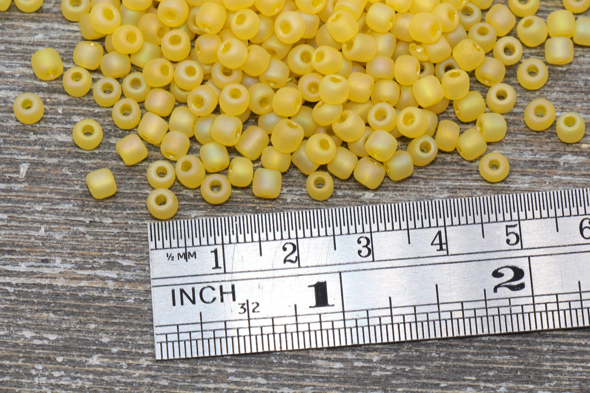 Matte Iridescent Glass Seed Beads, 4mm 6/0 Glass Round Seed Beads, Matte Yellow AB Seed Beads, Rocailles Beads, Beading Supplies #1169