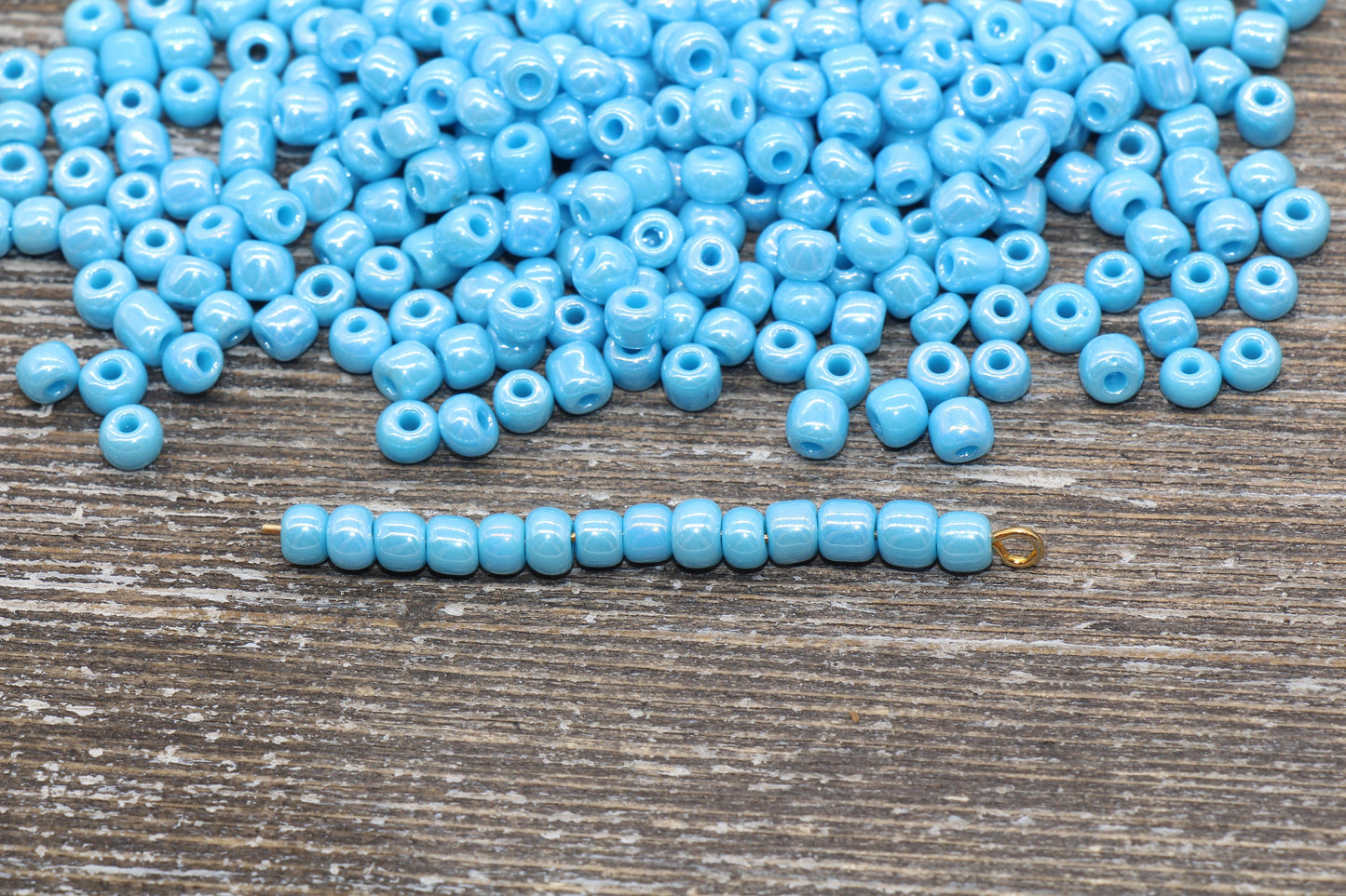 Glossy Glass Seed Beads, 4mm 6/0 Glass Round Seed Beads, Blue Opaque Seed Beads, Rocailles Beads, Beading Supplies #1182