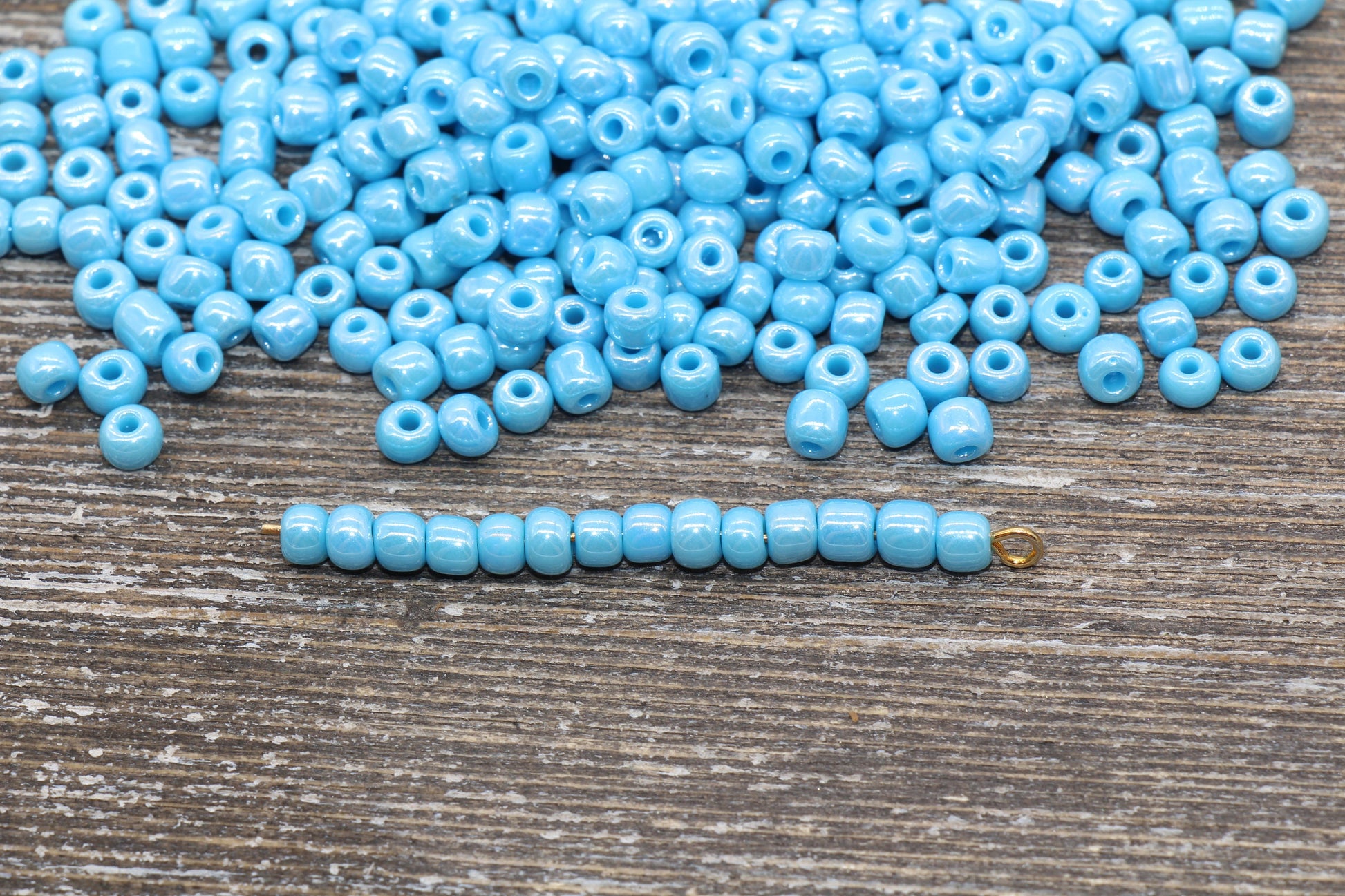 Glossy Glass Seed Beads, 4mm 6/0 Glass Round Seed Beads, Blue Opaque Seed Beads, Rocailles Beads, Beading Supplies #1182