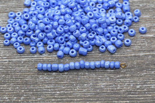 Glossy Glass Seed Beads, 4mm 6/0 Glass Round Seed Beads, Blue Opaque Seed Beads, Rocailles Beads, Beading Supplies #1187