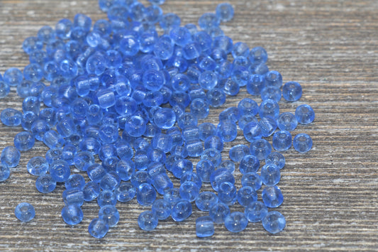 Transparent Glass Seed Beads, 4mm 6/0 Glass Round Seed Beads, Corn-flower Blue Trans Seed Beads, Rocailles Beads, Beading Supplies #1197