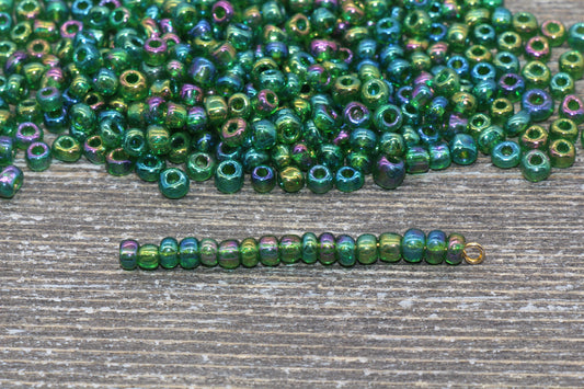Rainbow Metallic Glass Seed Beads, 4mm 6/0 Glass Round Seed Beads, Rainbow Seed Beads, Rocailles Beads, Beading Supplies #1206