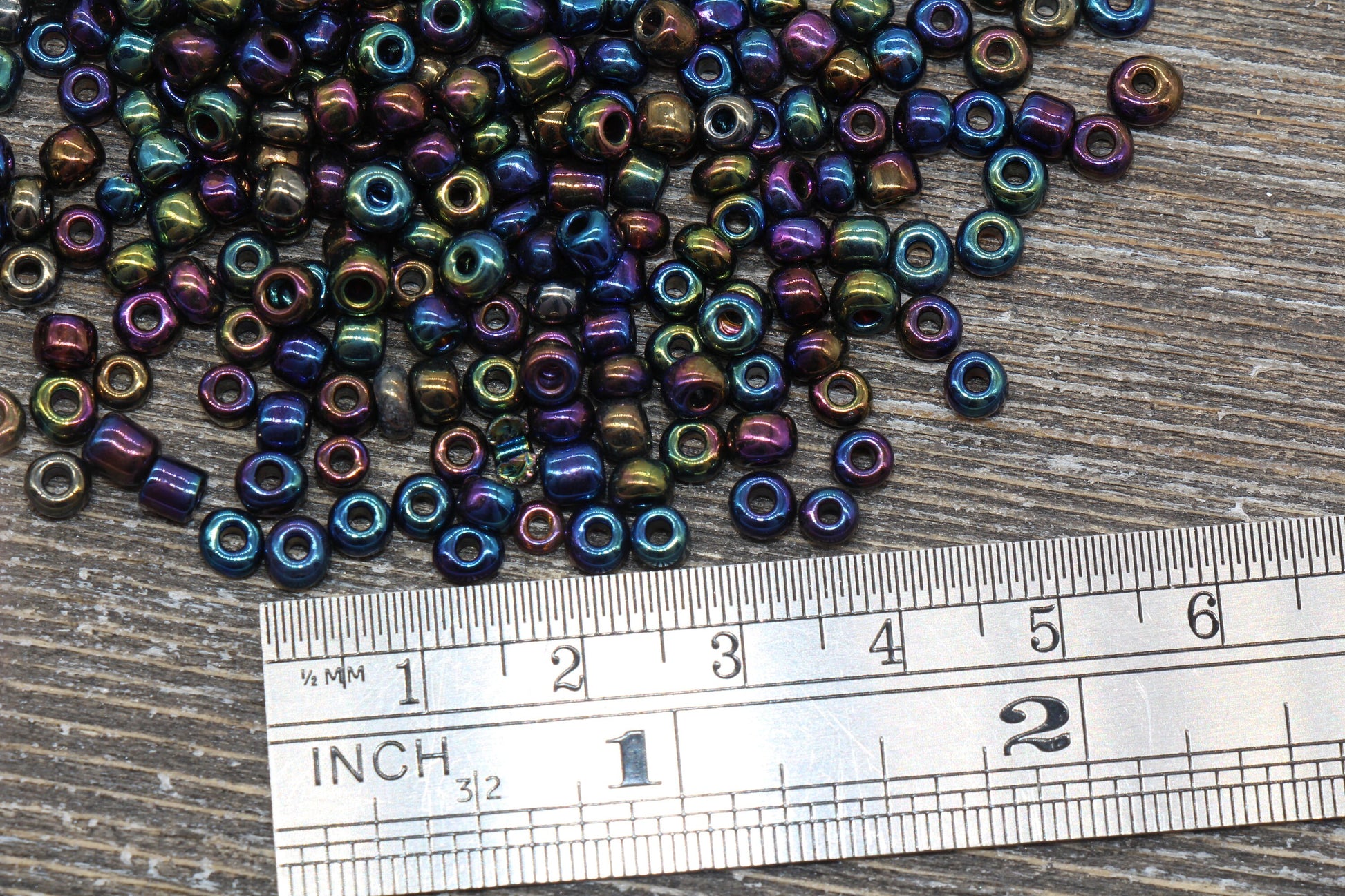 Rainbow Metallic Glass Seed Beads, 4mm 6/0 Glass Round Seed Beads, Rainbow Seed Beads, Rocailles Beads, Beading Supplies #1211