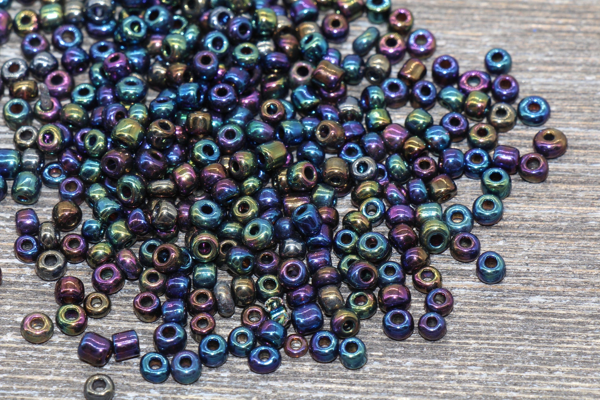 Rainbow Metallic Glass Seed Beads, 4mm 6/0 Glass Round Seed Beads, Rainbow Seed Beads, Rocailles Beads, Beading Supplies #1211
