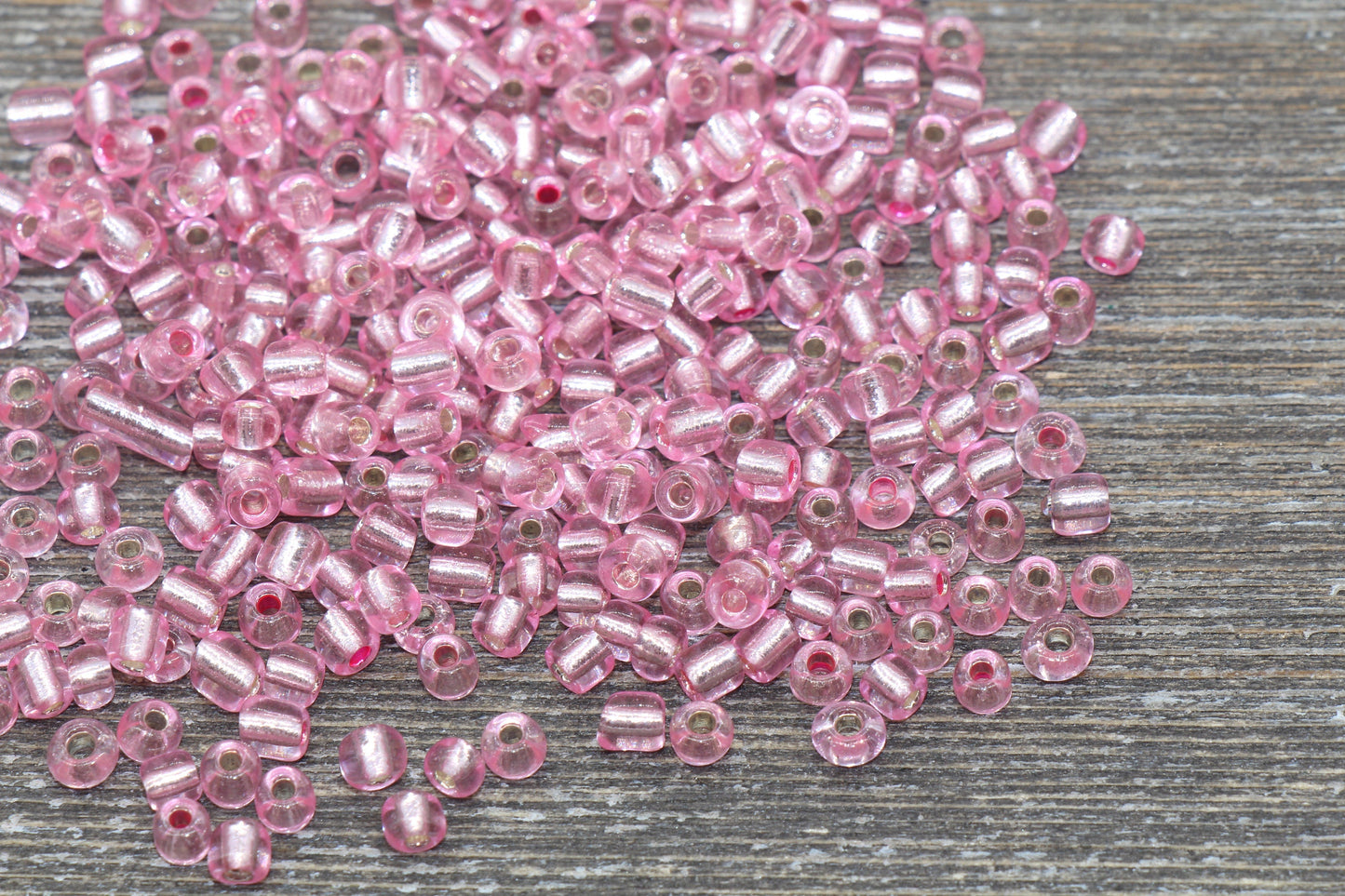 Transparent Glass Beads with Silver Lined, 4mm 6/0 Glass Round Beads, Rose Pink Trans Seed Beads, Rocailles Beads, Beading Supplies #1221