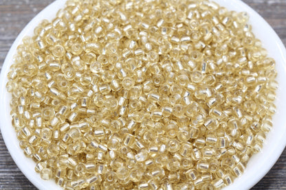 Transparent Glass Beads with Silver Lined, 4mm 6/0 Glass Round Beads, Gold Trans Seed Beads, Rocailles Beads, Beading Supplies #1231