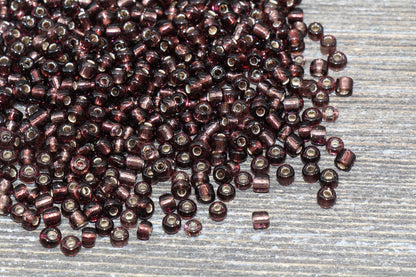 Transparent Glass Beads with Silver Lined, 4mm 6/0 Glass Round Beads, Brown Trans Seed Beads, Rocailles Beads, Beading Supplies #1236