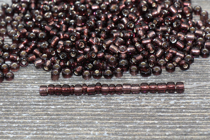 Transparent Glass Beads with Silver Lined, 4mm 6/0 Glass Round Beads, Brown Trans Seed Beads, Rocailles Beads, Beading Supplies #1236