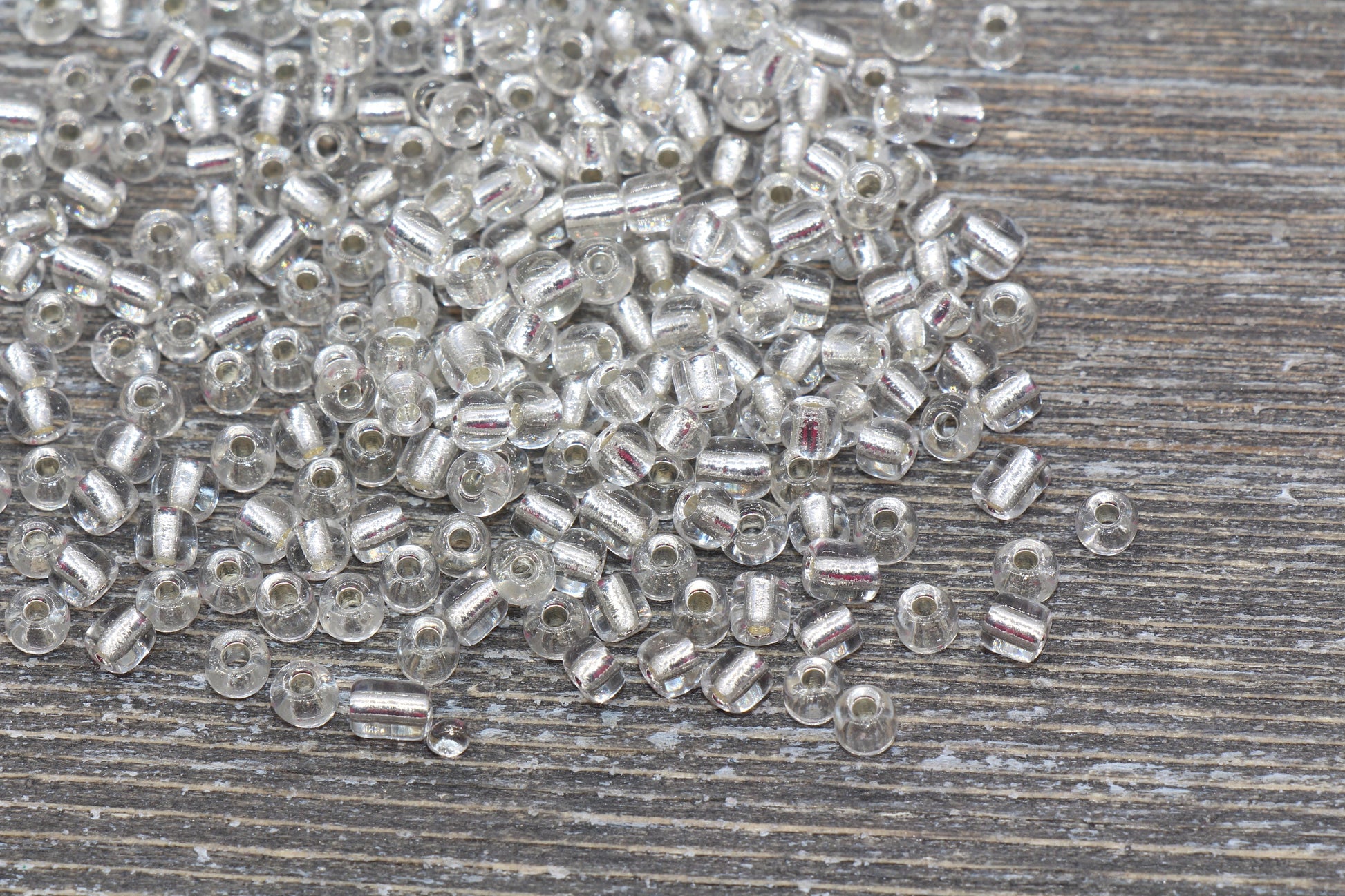 Transparent Glass Beads with Silver Lined, 4mm 6/0 Glass Round Beads, Clear Trans Seed Beads, Rocailles Beads, Beading Supplies #1245