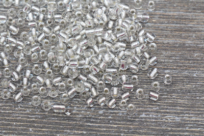 Transparent Glass Beads with Silver Lined, 4mm 6/0 Glass Round Beads, Clear Trans Seed Beads, Rocailles Beads, Beading Supplies #1245