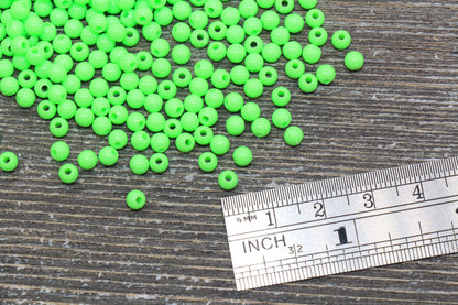 4mm Green Round Beads, Acrylic Gumball Beads, Spring Green Round Spacer Beads, Bubblegum Beads, Plastic Round Smooth Bead #306