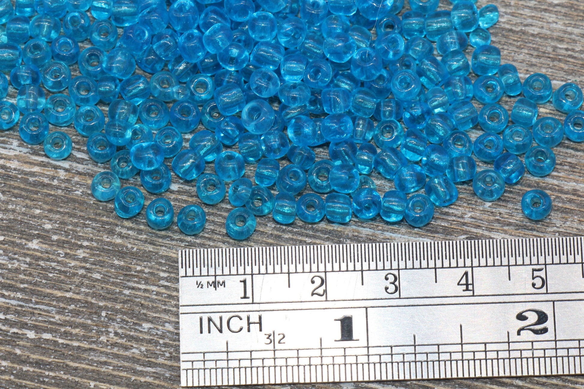 Transparent Glass Seed Beads, 4mm 6/0 Glass Round Seed Beads, Blue Trans Seed Beads, Rocailles Beads, Beading Supplies #1198