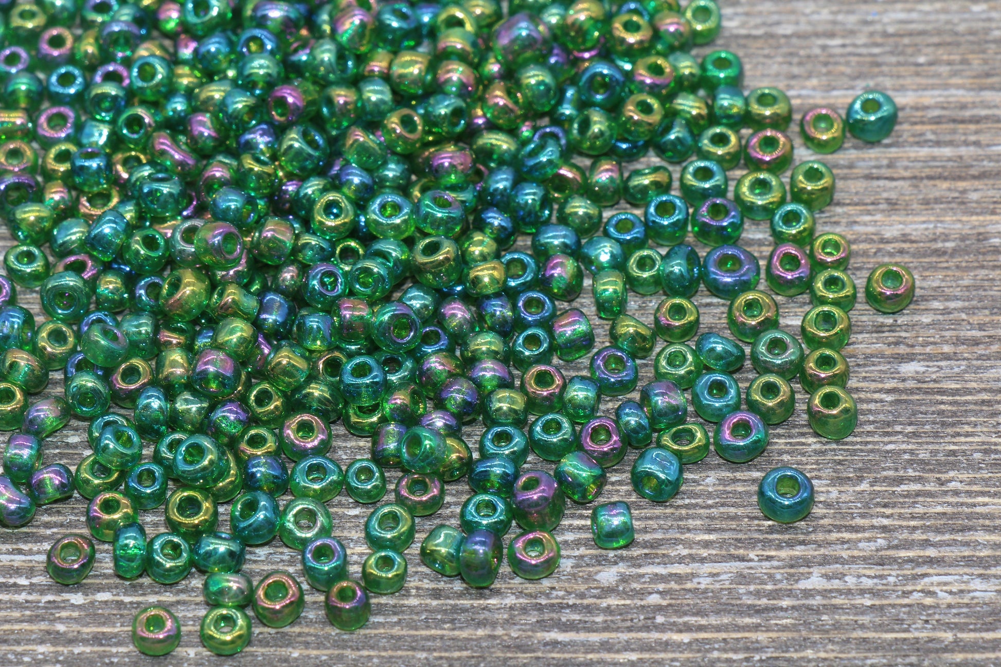 Rainbow Metallic Glass Seed Beads, 4mm 6/0 Glass Round Seed Beads, Rainbow Seed Beads, Rocailles Beads, Beading Supplies #1206