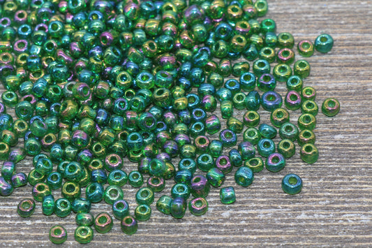 Rainbow Metallic Glass Seed Beads, 4mm 6/0 Glass Round Seed Beads, Rainbow Seed Beads, Rocailles Beads, Beading Supplies #1206