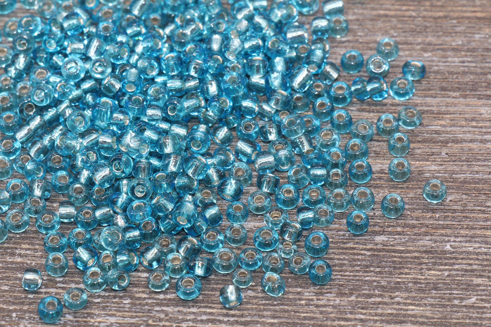 Transparent Glass Beads with Silver Lined, 4mm 6/0 Glass Round Seed Beads, Blue Trans Seed Beads, Rocailles Beads, Beading Supplies #1218
