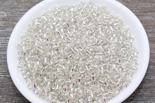 Transparent Glass Beads with Silver Lined, 4mm 6/0 Glass Round Beads, Clear Trans Seed Beads, Rocailles Beads, Beading Supplies #1245