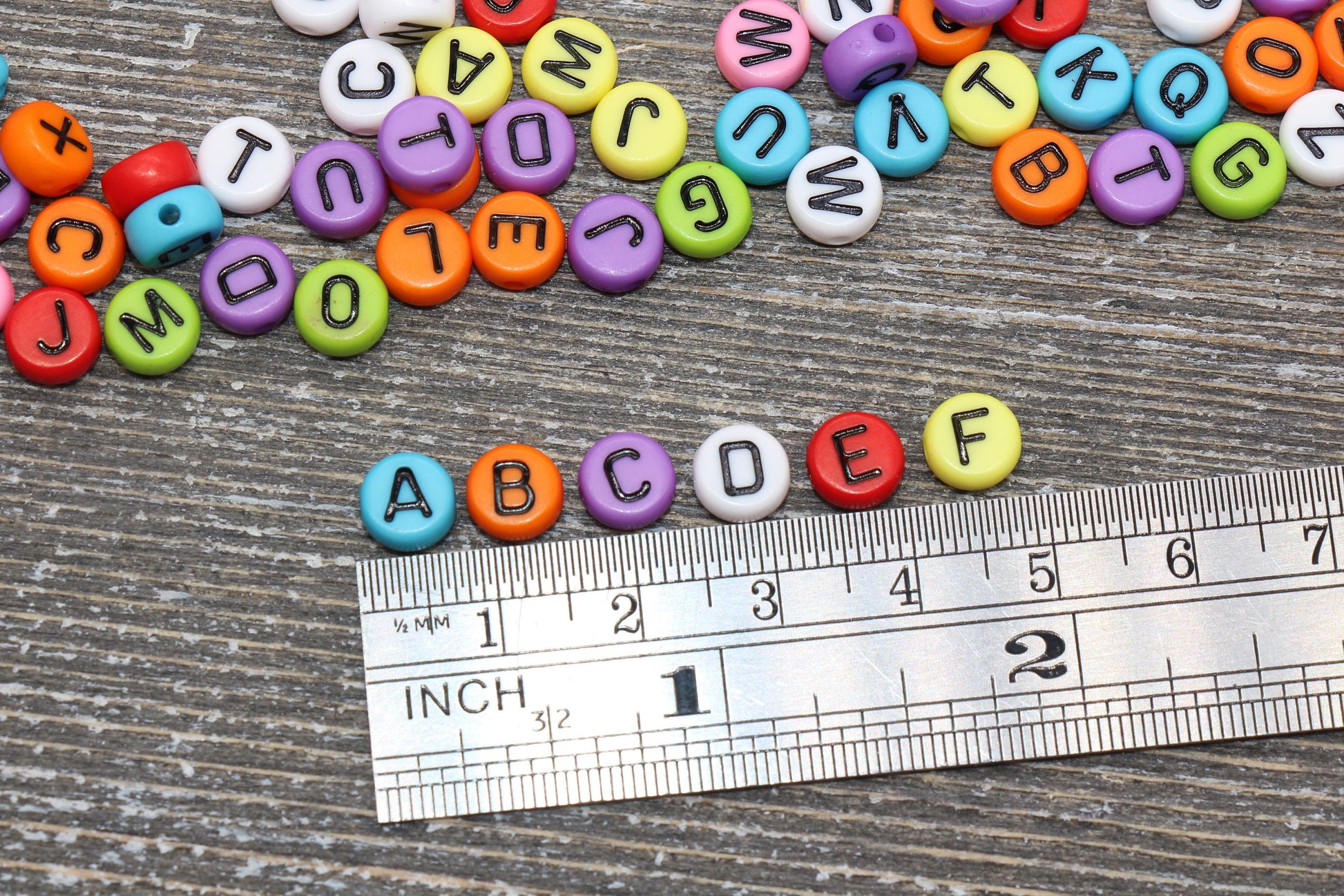 Multicolored Alphabet Letter Beads, Acrylic Mix Colors Letter Beads, Colorful Round Letter Beads, Name Initial Beads 7mm #165