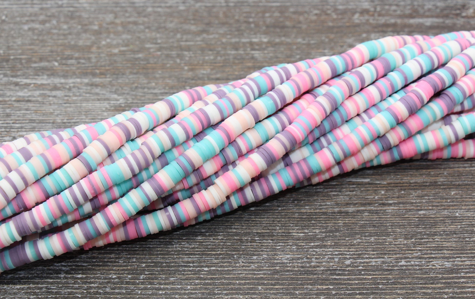 6mm Pastel Multicolored Heishi Beads, Polymer Clay Disc Beads, African Disc Beads, Wholesale Vinyl Heishi, 16 inch Strand #369